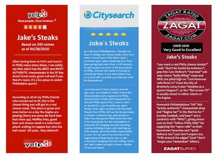 Awards - Jake's Steaks